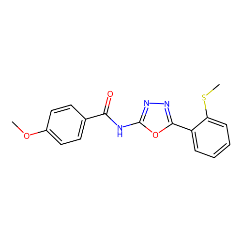 4-methoxy-N-(5-(2-(methylthio)phenyl)-1,3,4-oxadiazol-2-yl)benzamide structure