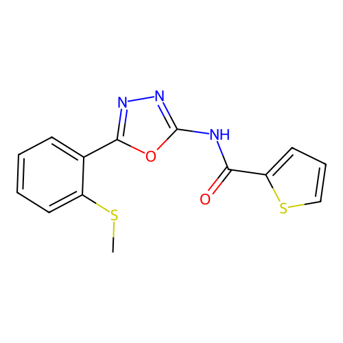 N-(5-(2-(methylthio)phenyl)-1,3,4-oxadiazol-2-yl)thiophene-2-carboxamide structure