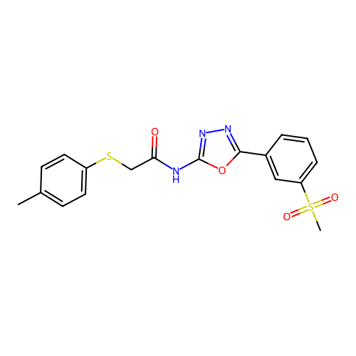 N-(5-(3-(methylsulfonyl)phenyl)-1,3,4-oxadiazol-2-yl)-2-(p-tolylthio)acetamide structure