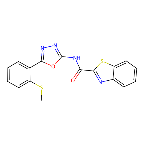 N-(5-(2-(methylthio)phenyl)-1,3,4-oxadiazol-2-yl)benzo[d]thiazole-2-carboxamide structure