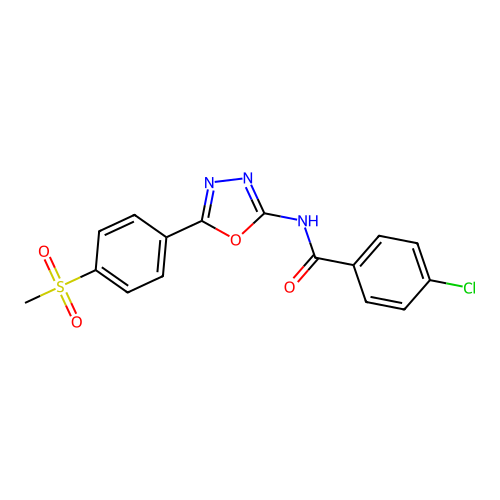 4-chloro-N-[5-(4-methylsulfonylphenyl)-1,3,4-oxadiazol-2-yl]benzamide structure