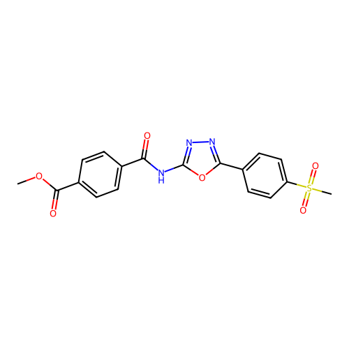 Methyl 4-[[5-(4-methylsulfonylphenyl)-1,3,4-oxadiazol-2-yl]carbamoyl]benzoate structure
