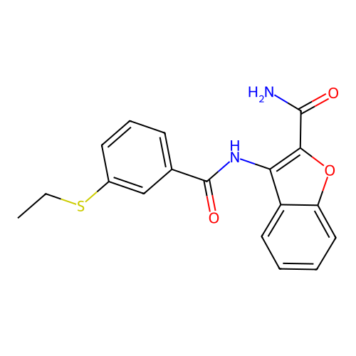 3-(3-(Ethylthio)benzamido)benzofuran-2-carboxamide structure