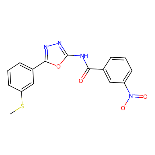 N-(5-(3-(methylthio)phenyl)-1,3,4-oxadiazol-2-yl)-3-nitrobenzamide structure