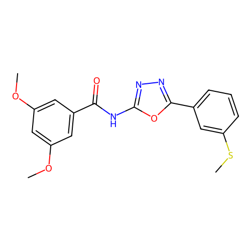 3,5-dimethoxy-N-[5-(3-methylsulfanylphenyl)-1,3,4-oxadiazol-2-yl]benzamide structure