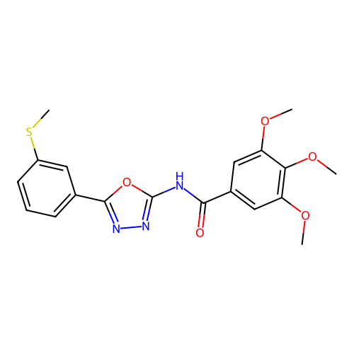 3,4,5-trimethoxy-N-[5-(3-methylsulfanylphenyl)-1,3,4-oxadiazol-2-yl]benzamide structure