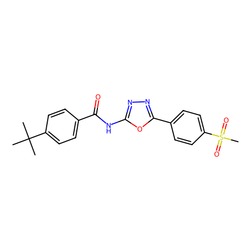 4-tert-butyl-N-[5-(4-methylsulfonylphenyl)-1,3,4-oxadiazol-2-yl]benzamide structure