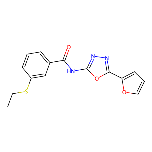 3-(ethylthio)-N-(5-(furan-2-yl)-1,3,4-oxadiazol-2-yl)benzamide structure