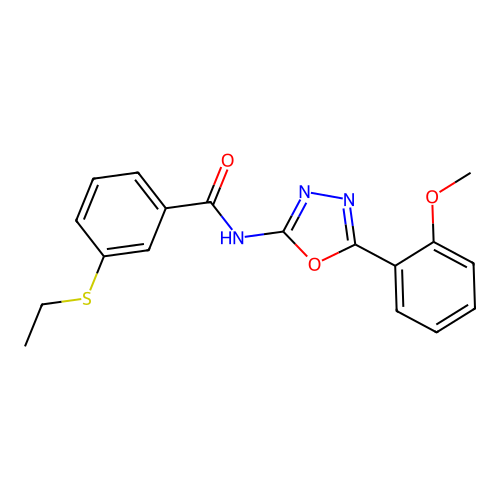 3-(ethylthio)-N-(5-(2-methoxyphenyl)-1,3,4-oxadiazol-2-yl)benzamide structure