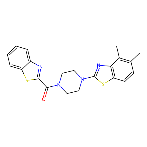 2-[4-(1,3-benzothiazole-2-carbonyl)piperazin-1-yl]-4,5-dimethyl-1,3-benzothiazole structure