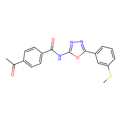 4-acetyl-N-(5-(3-(methylthio)phenyl)-1,3,4-oxadiazol-2-yl)benzamide structure