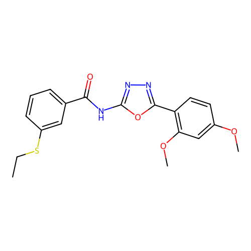 N-[5-(2,4-dimethoxyphenyl)-1,3,4-oxadiazol-2-yl]-3-ethylsulfanylbenzamide structure