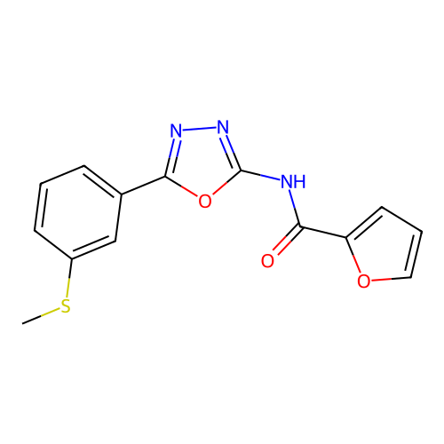 N-(5-(3-(methylthio)phenyl)-1,3,4-oxadiazol-2-yl)furan-2-carboxamide structure