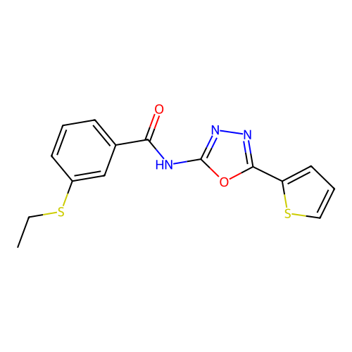 3-(ethylthio)-N-(5-(thiophen-2-yl)-1,3,4-oxadiazol-2-yl)benzamide structure