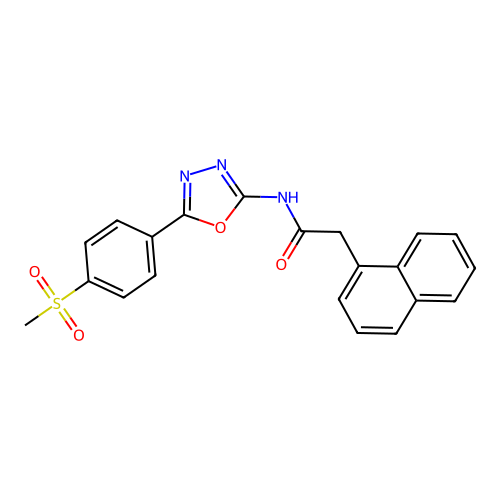 N-[5-(4-methylsulfonylphenyl)-1,3,4-oxadiazol-2-yl]-2-naphthalen-1-ylacetamide structure