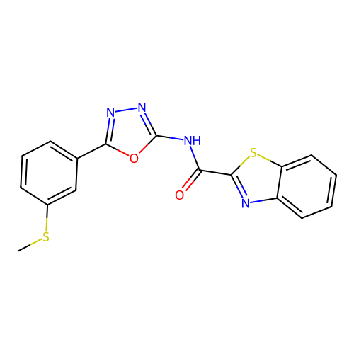 N-(5-(3-(methylthio)phenyl)-1,3,4-oxadiazol-2-yl)benzo[d]thiazole-2-carboxamide structure