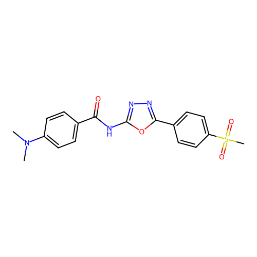 4-(dimethylamino)-N-[5-(4-methylsulfonylphenyl)-1,3,4-oxadiazol-2-yl]benzamide structure