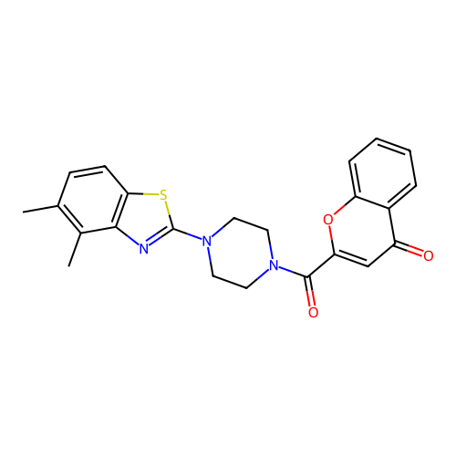 2-(4-(4,5-dimethylbenzo[d]thiazol-2-yl)piperazine-1-carbonyl)-4H-chromen-4-one structure