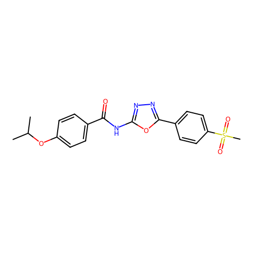 4-isopropoxy-N-(5-(4-(methylsulfonyl)phenyl)-1,3,4-oxadiazol-2-yl)benzamide structure