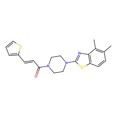 (2E)-1-[4-(4,5-dimethyl-1,3-benzothiazol-2-yl)piperazin-1-yl]-3-(thiophen-2-yl)prop-2-en-1-one structure