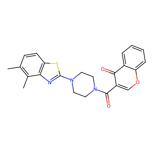 3-(4-(4,5-dimethylbenzo[d]thiazol-2-yl)piperazine-1-carbonyl)-4H-chromen-4-one structure