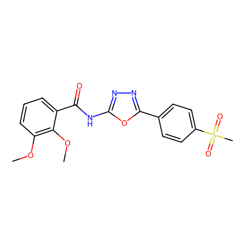 2,3-dimethoxy-N-[5-(4-methylsulfonylphenyl)-1,3,4-oxadiazol-2-yl]benzamide structure