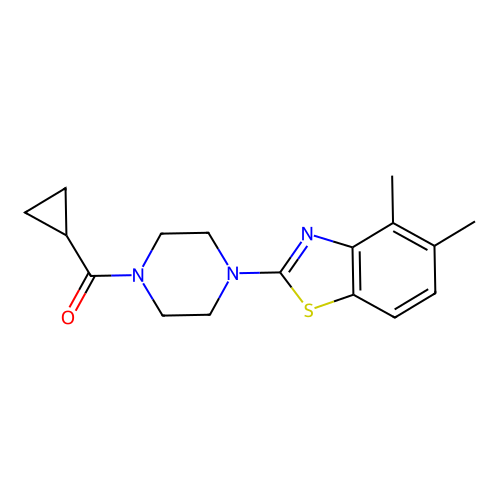 Cyclopropyl(4-(4,5-dimethylbenzo[d]thiazol-2-yl)piperazin-1-yl)methanone structure
