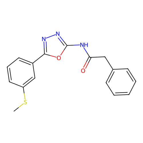 N-(5-(3-(methylthio)phenyl)-1,3,4-oxadiazol-2-yl)-2-phenylacetamide structure