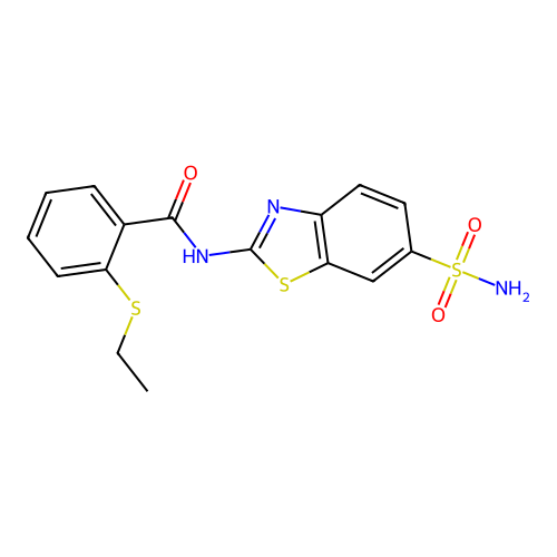 2-(ethylthio)-N-(6-sulfamoylbenzo[d]thiazol-2-yl)benzamide structure