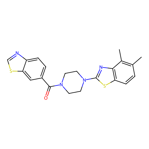 2-[4-(1,3-benzothiazole-6-carbonyl)piperazin-1-yl]-4,5-dimethyl-1,3-benzothiazole structure