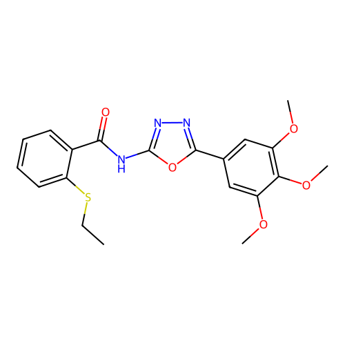 2-(ethylthio)-N-(5-(3,4,5-trimethoxyphenyl)-1,3,4-oxadiazol-2-yl)benzamide structure