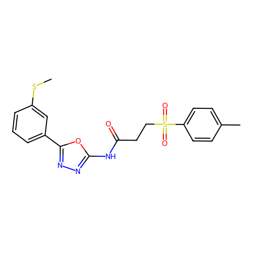 N-(5-(3-(methylthio)phenyl)-1,3,4-oxadiazol-2-yl)-3-tosylpropanamide structure