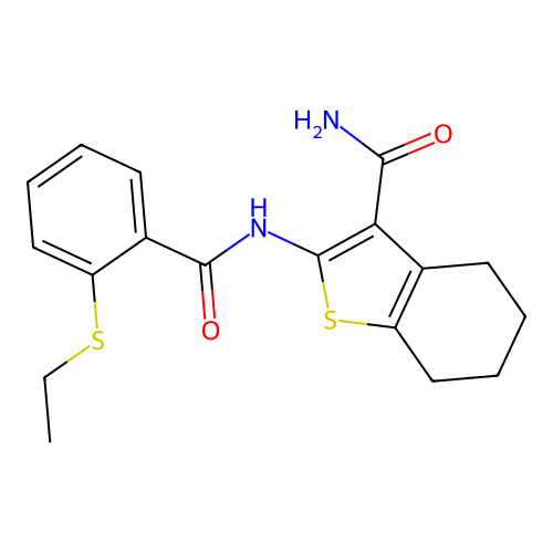 2-(2-(Ethylthio)benzamido)-4,5,6,7-tetrahydrobenzo[b]thiophene-3-carboxamide structure