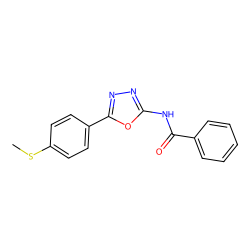N-(5-(4-(methylthio)phenyl)-1,3,4-oxadiazol-2-yl)benzamide structure