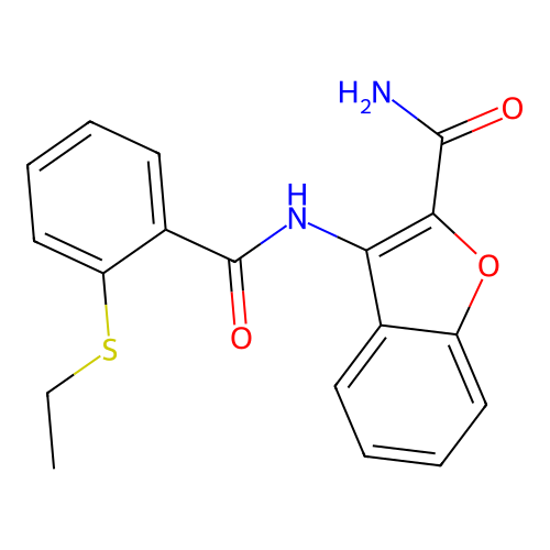 3-(2-(Ethylthio)benzamido)benzofuran-2-carboxamide structure