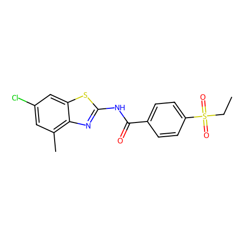 N-(6-chloro-4-methylbenzo[d]thiazol-2-yl)-4-(ethylsulfonyl)benzamide structure