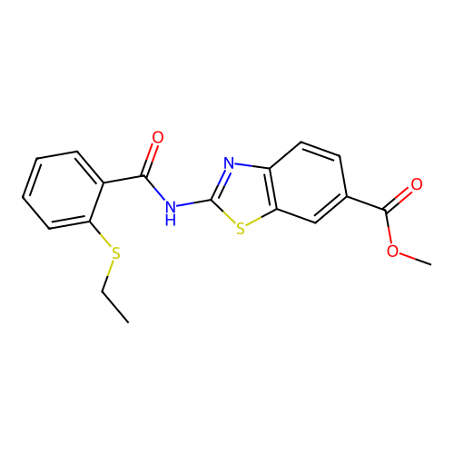 Methyl 2-(2-(ethylthio)benzamido)benzo[d]thiazole-6-carboxylate structure