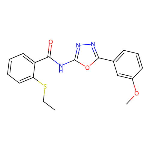 2-ethylsulfanyl-N-[5-(3-methoxyphenyl)-1,3,4-oxadiazol-2-yl]benzamide structure