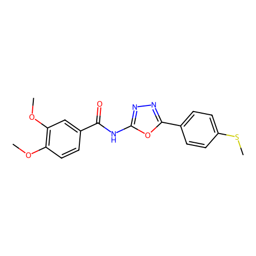 3,4-dimethoxy-N-(5-(4-(methylthio)phenyl)-1,3,4-oxadiazol-2-yl)benzamide structure