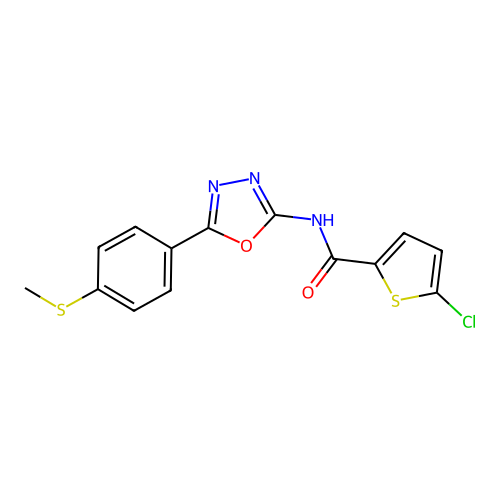 5-chloro-N-[5-(4-methylsulfanylphenyl)-1,3,4-oxadiazol-2-yl]thiophene-2-carboxamide structure