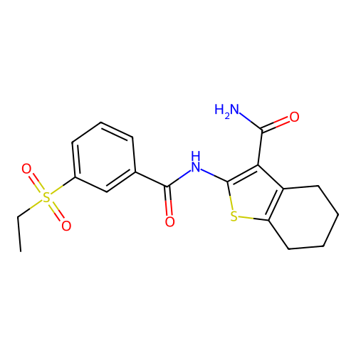 2-(3-(Ethylsulfonyl)benzamido)-4,5,6,7-tetrahydrobenzo[b]thiophene-3-carboxamide structure