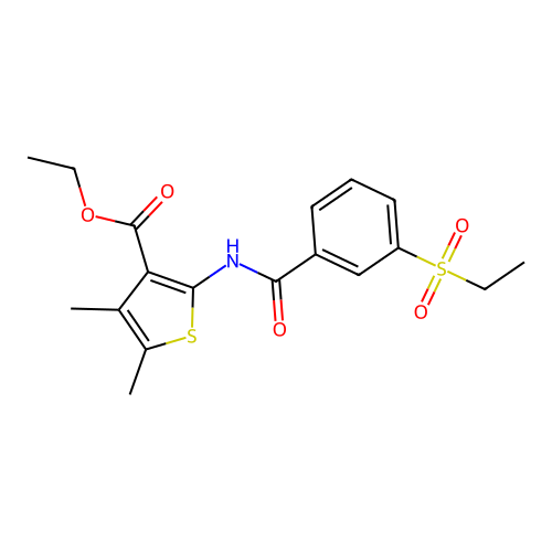 Ethyl 2-(3-(ethylsulfonyl)benzamido)-4,5-dimethylthiophene-3-carboxylate structure