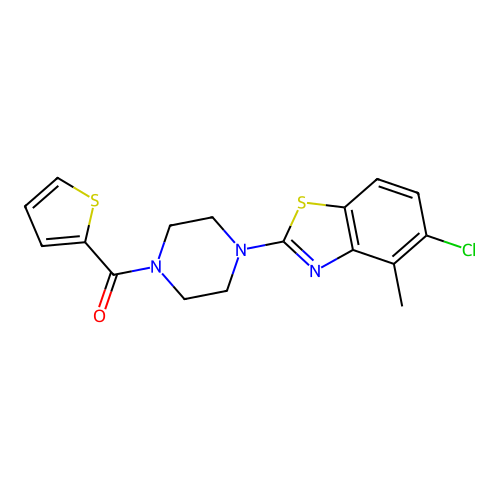 5-chloro-4-methyl-2-[4-(thiophene-2-carbonyl)piperazin-1-yl]-1,3-benzothiazole structure