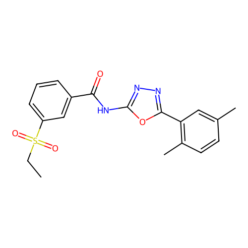 N-[5-(2,5-dimethylphenyl)-1,3,4-oxadiazol-2-yl]-3-ethylsulfonylbenzamide structure