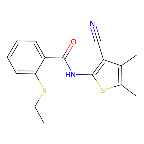 N-(3-cyano-4,5-dimethylthiophen-2-yl)-2-(ethylthio)benzamide structure