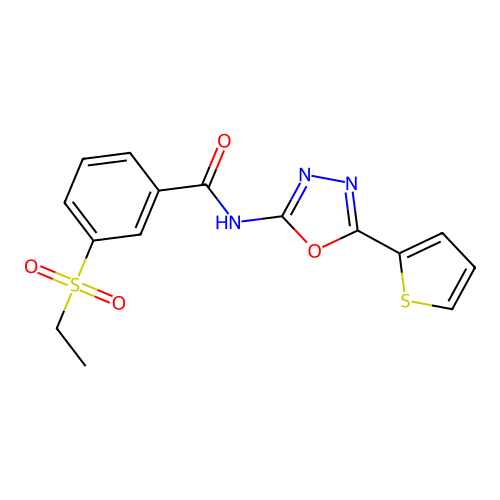 3-ethylsulfonyl-N-(5-thiophen-2-yl-1,3,4-oxadiazol-2-yl)benzamide structure