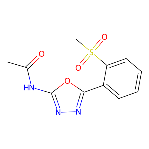 N-[5-(2-methylsulfonylphenyl)-1,3,4-oxadiazol-2-yl]acetamide structure