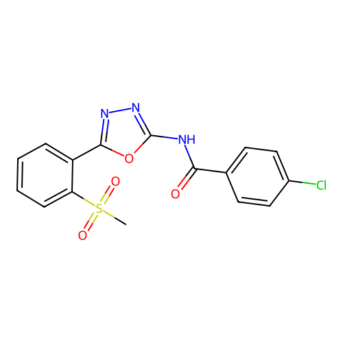 4-chloro-N-[5-(2-methylsulfonylphenyl)-1,3,4-oxadiazol-2-yl]benzamide structure