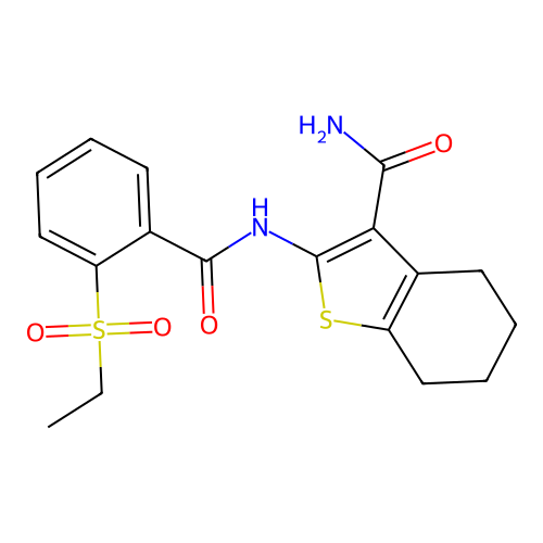 2-(2-(Ethylsulfonyl)benzamido)-4,5,6,7-tetrahydrobenzo[b]thiophene-3-carboxamide structure