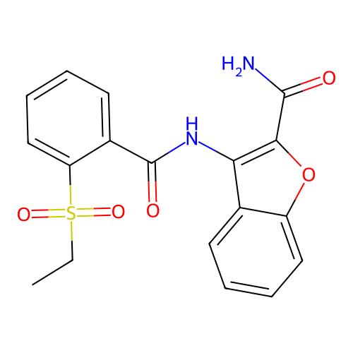 3-(2-(Ethylsulfonyl)benzamido)benzofuran-2-carboxamide structure